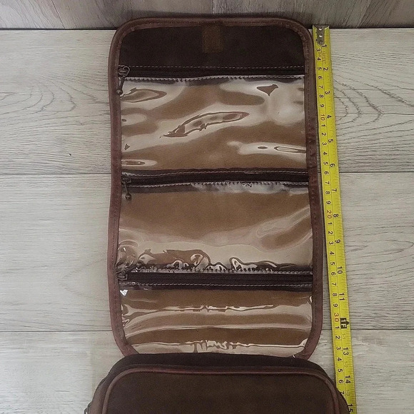 🛍Villena Brown Suede Multi Pocket Hanging Foldable Toiletry Bag‎ - Picture 13 of 14